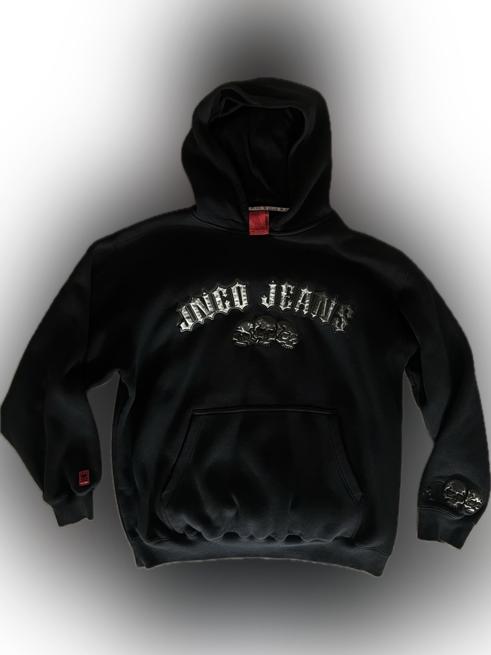 JNCO Rare Y2K Vintage Gothic Skulls Black Hoodie Skate Streetwear XL
